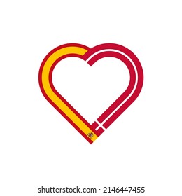 unity concept. heart ribbon icon of spain and denmark flags. vector illustration isolated on white background