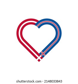 unity concept. heart ribbon icon of denmark and iceland flags. vector illustration isolated on white background
