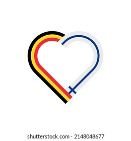concepto de unidad. icono de la cinta de corazón de las banderas de bélgica y finlandia. ilustración vectorial aislada en fondo blanco