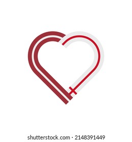 unity concept. heart ribbon icon of latvia and england flags. vector illustration isolated on white background