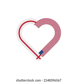 unity concept. heart ribbon icon of england and united states flags. vector illustration isolated on white background
