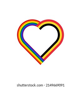 unity concept. heart ribbon icon of rainbow and belgium flags. vector illustration isolated on white background