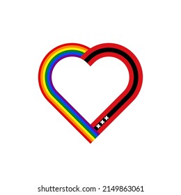 unity concept. heart ribbon icon of rainbow and amsterdam flags. vector illustration isolated on white background