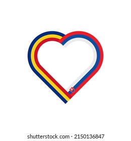 unity concept. heart ribbon icon of romania and slovakia flags. vector illustration isolated on white background