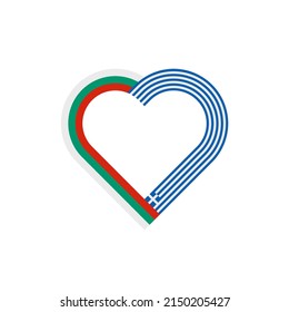 unity concept. heart ribbon icon of bulgaria and greece flags. vector illustration isolated on white background