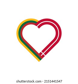 unity concept. heart ribbon icon of lithuania and denmark flags. vector illustration isolated on white background