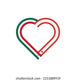 concepto de unidad. icono de la cinta de corazón de las banderas de méxico y canadá. ilustración vectorial aislada en fondo blanco