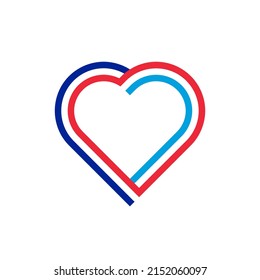 unity concept. heart ribbon icon of france and luxembourg flags. vector illustration isolated on white background