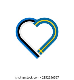unity concept. heart ribbon icon of estonia and sweden flags. vector illustration isolated on white background