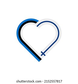 unity concept. heart ribbon icon of estonia and finland flags. vector illustration isolated on white background