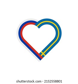 unity concept. heart ribbon icon of russia and sweden flags. vector illustration isolated on white background