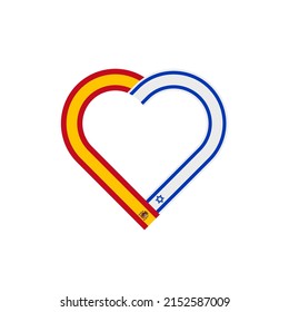 concepto de unidad. icono de la cinta de corazón de las banderas de españa e israel. ilustración vectorial aislada en fondo blanco