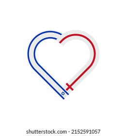 unity concept. heart ribbon icon of israel and england flags. vector illustration isolated on white backgrou