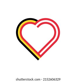Einheitskonzept. Herzbänder-Ikone der belgium- und austria-Flaggen. Vektorgrafik einzeln auf weißem Hintergrund
