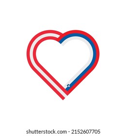 unity concept. heart ribbon icon of austria and slovenia flags. vector illustration isolated on white background