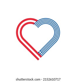 unity concept. heart ribbon icon of austria and greece flags. vector illustration isolated on white background