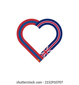 concepto de unidad. icono de la cinta de corazón de mongolia y banderas del reino unido. ilustración vectorial aislada en fondo blanco