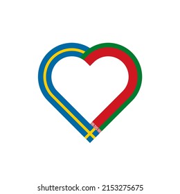 unity concept. heart ribbon icon of sweden and belarus flags. vector illustration isolated on white background