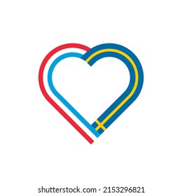 unity concept. heart ribbon icon of luxembourg and sweden flags. vector illustration isolated on white background