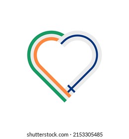 unity concept. heart ribbon icon of ireland and finland flags. vector illustration isolated on white background