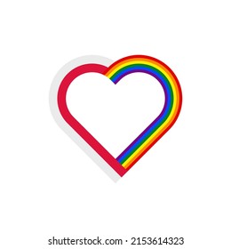 unity concept. heart ribbon icon of poland and rainbow flags. vector illustration isolated on white background
