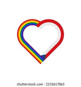 unity concept. heart ribbon icon of rainbow and czech republic flags. vector illustration isolated on white background