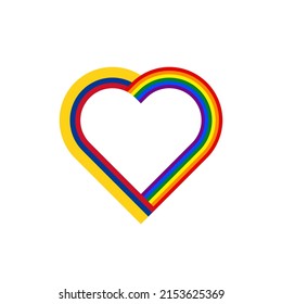 unity concept. heart ribbon icon of colombia and rainbow flags. vector illustration isolated on white background