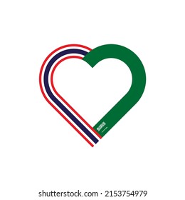 concepto de unidad. ícono de la cinta de corazón de banderas tailandesas y arabia saudita. ilustración vectorial aislada en fondo blanco