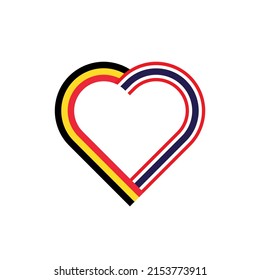 unity concept. heart ribbon icon of belgium and thailand flags. vector illustration isolated on white background