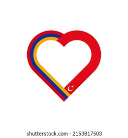 unity concept. heart ribbon icon of armenia and turkey flags. vector illustration isolated on white background
