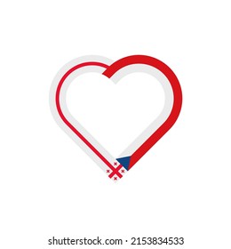 unity concept. heart ribbon icon of georgia and czech republic flags. vector illustration isolated on white background
