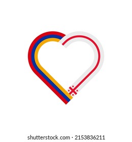 Einheitskonzept. Herzbandsymbol von Armenia und Georgia-Flaggen. Vektorgrafik einzeln auf weißem Hintergrund