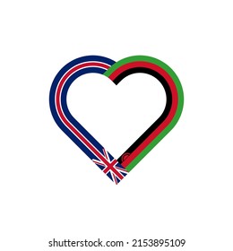 unity concept. heart ribbon icon of united kingdom and malawi flags. vector illustration isolated on white background