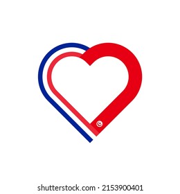 unity concept. heart ribbon icon of france and tunisia flags. vector illustration isolated on white background