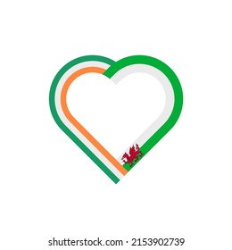 unity concept. heart ribbon icon of ireland and wales flags. vector illustration isolated on white background