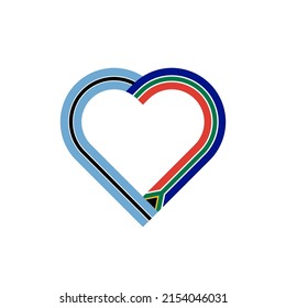 unity concept. heart ribbon icon of botswana and south africa flags. vector illustration isolated on white background