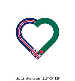 unity concept. heart ribbon icon of united kingdom and bangladesh flags. vector illustration isolated on white background