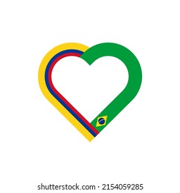 unity concept. heart ribbon icon of colombia and brazil flags. vector illustration isolated on white background