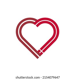 unity concept. heart ribbon icon of latvia and denmark flags. vector illustration isolated on white background