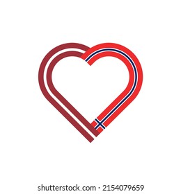 unity concept. heart ribbon icon of latvia and norway flags. vector illustration isolated on white background