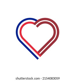 unity concept. heart ribbon icon of france and latvia flags. vector illustration isolated on white background
