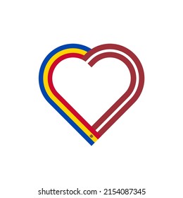 unity concept. heart ribbon icon of moldova and latvia flags. vector illustration isolated on white background