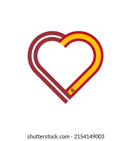 unity concept. heart ribbon icon of latvia and spain flags. vector illustration isolated on white background
