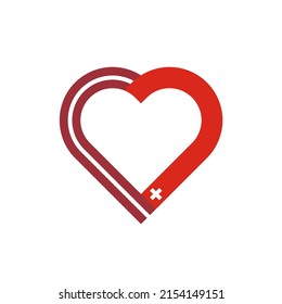 unity concept. heart ribbon icon of latvia and switzerland flags. vector illustration isolated on white background