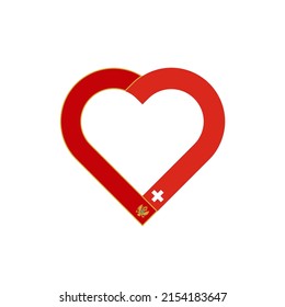 unity concept. heart ribbon icon of montenegro and switzerland flags. vector illustration isolated on white background