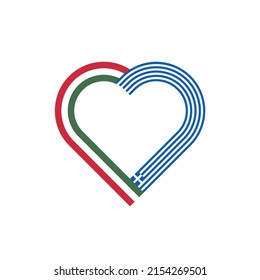 unity concept. heart ribbon icon of hungary and greece flags. vector illustration isolated on white background