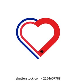 unity concept. heart ribbon icon of france and albania flags. vector illustration isolated on white background	