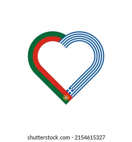 unity concept. heart ribbon icon of portugal and greece flags. vector illustration isolated on white background