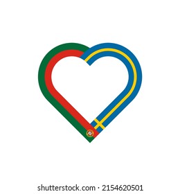 unity concept. heart ribbon icon of portugal and sweden flags. vector illustration isolated on white background