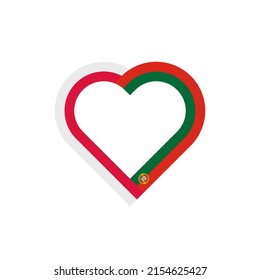 unity concept. heart ribbon icon of poland and portugal flags. vector illustration isolated on white background